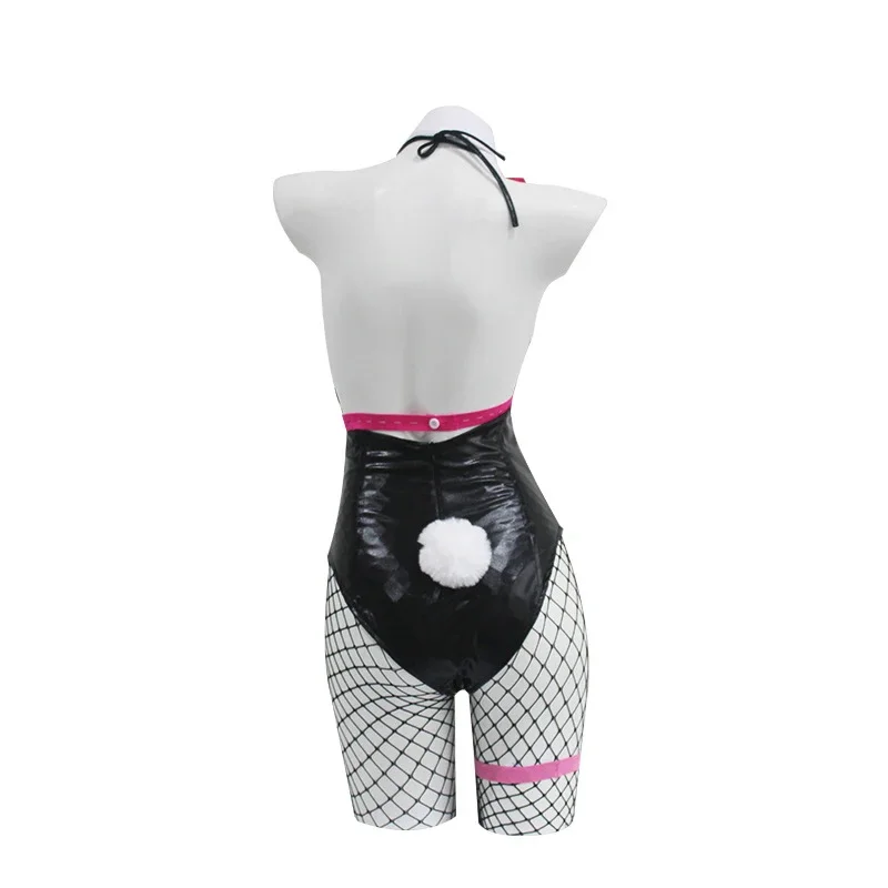 女性のためのアニメ呼び出しウサギホールコスプレコスチューム、セクシーなボディスーツ、バニーガール、PUボウジャンプスーツ、ハロウィーンのカーニバルパーティー、大人