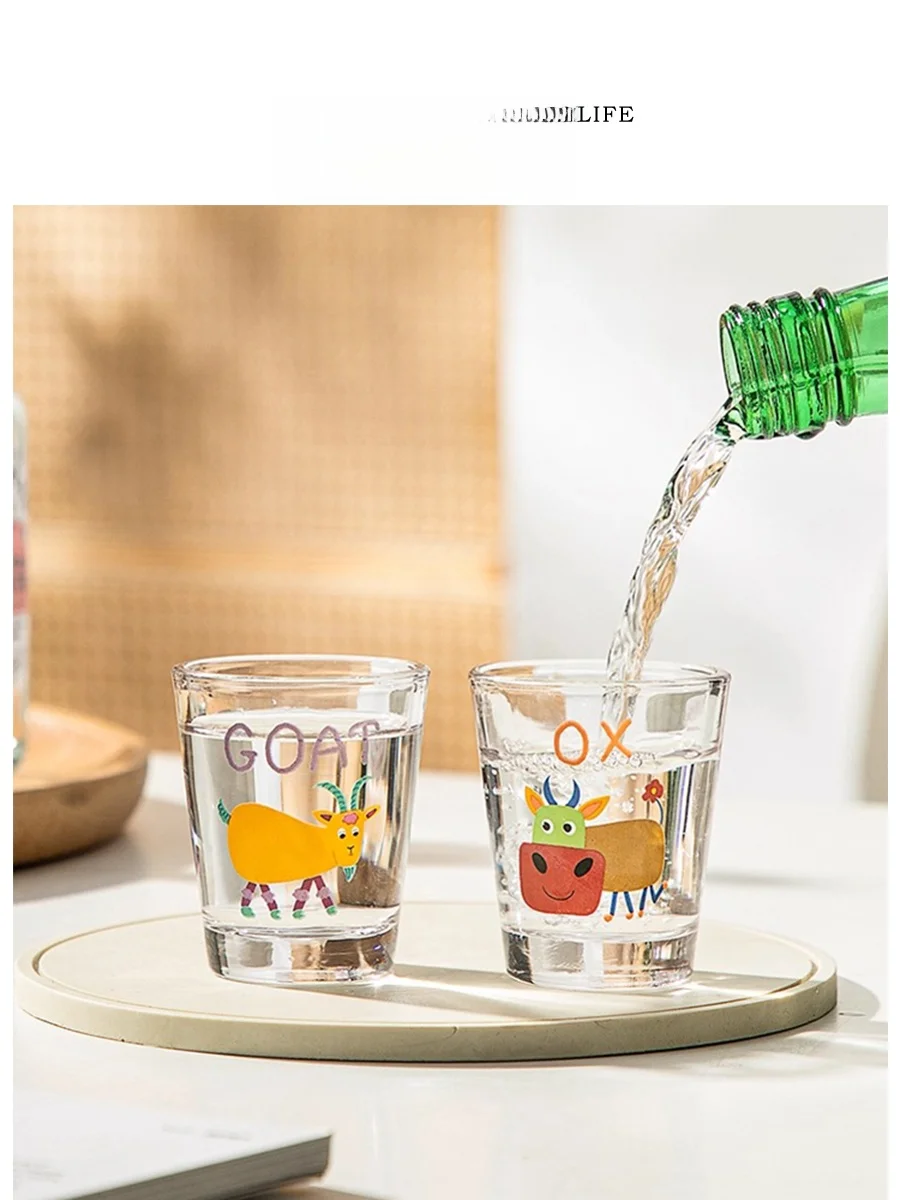 

Tlife Zodiac Chinese Glass Whiskey Cups Gift Box Set for Home Use 12 Zodiac Animal Designs under 50ml Capacity Beverage Acces...