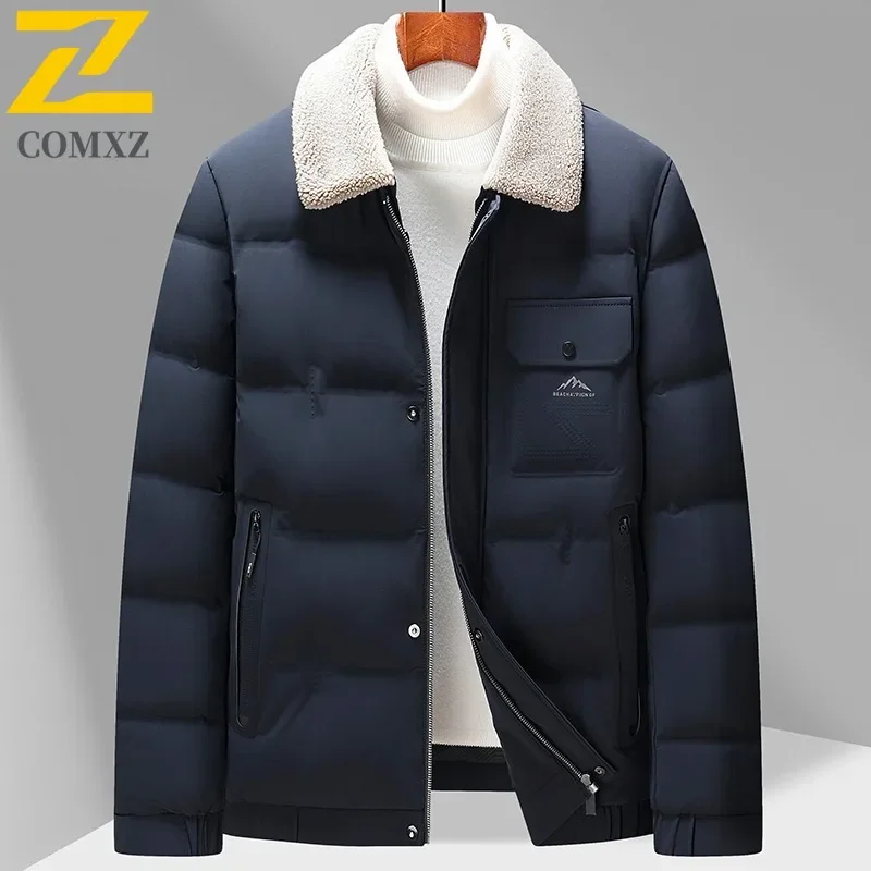 

COMXZ Windproof Puffer Jacket New Turndown Collar Winter New Workwear Warm Skiing Down Jacket Travel High Quality Men's Clothing
