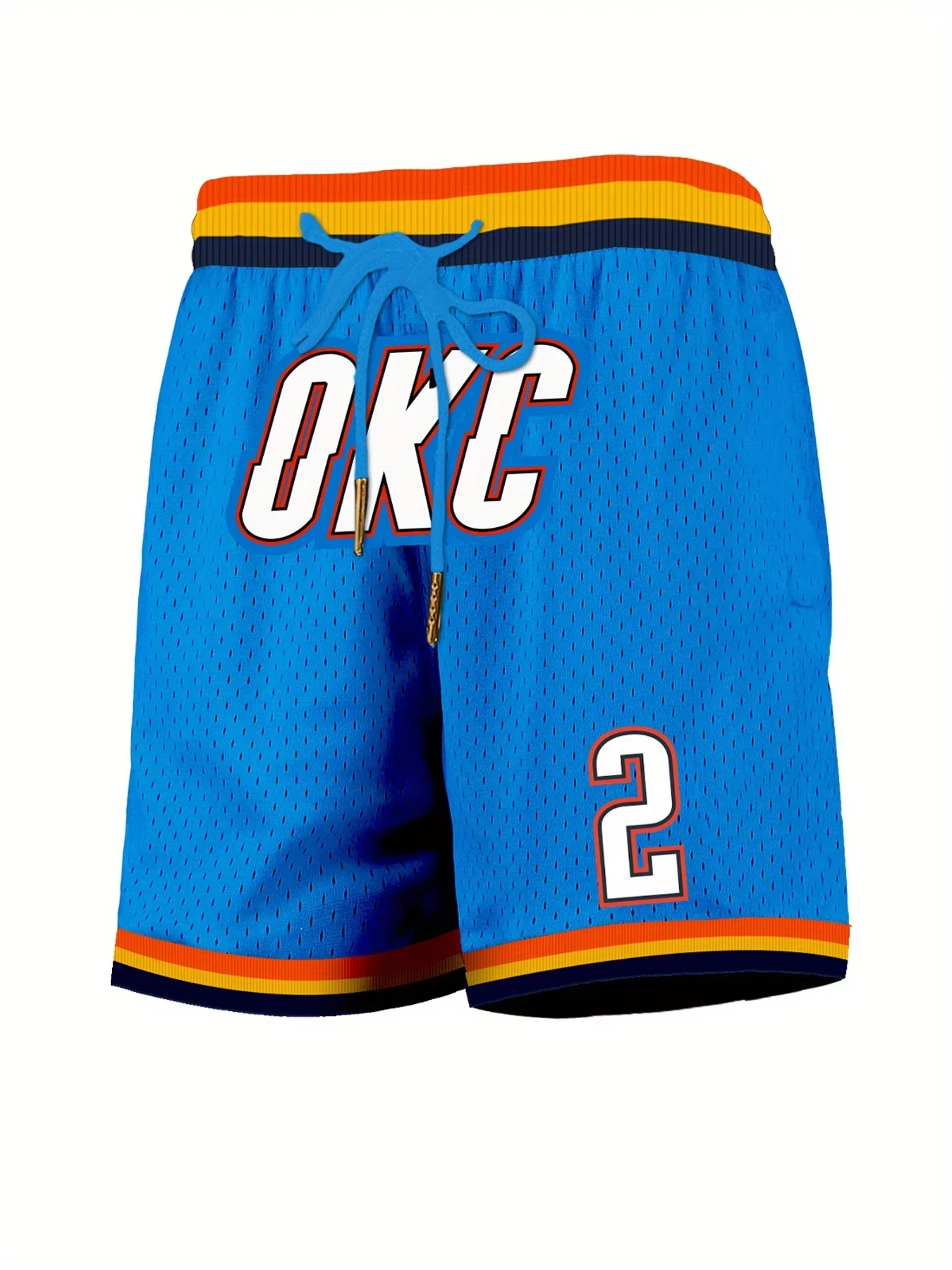 

2026 New Men's Blue Number 2 Shorts - OKC Style Y2K Oversized Quick Dry Shorts, Breathable Gym Leisure Fitness Shorts