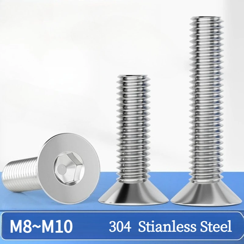 500h Passivation Salt Spray Hex Socket Screw Countersunk Flat Bolts M8~M10 304 Stianless Steel