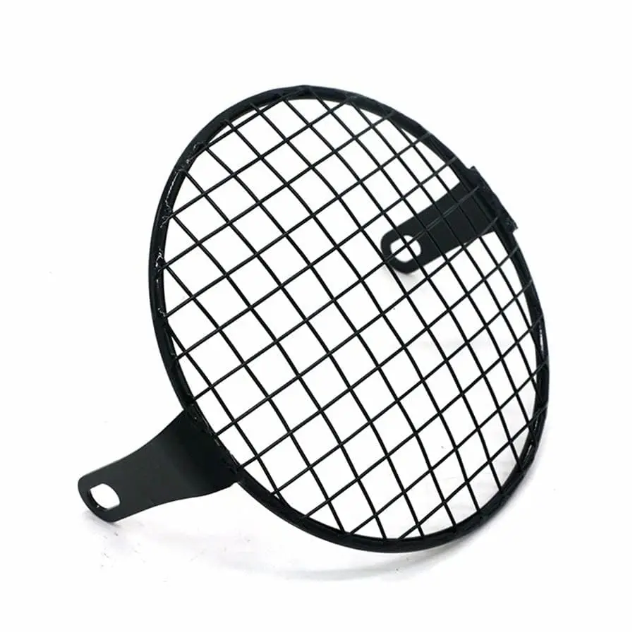 

6.5"Metal Retro Motorcycle Headlight Lamp Square Mesh Grille Cove Mask For Honda