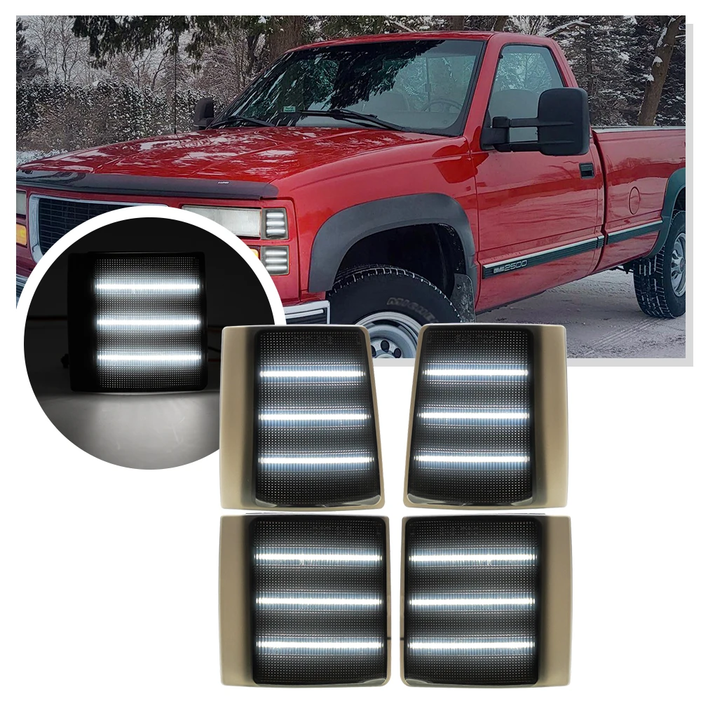 LED dynamic Corner Side Marker Turn Signal Lights for trunk for GMC Suburban C1500 C2500 C3500 K1500 K2500 K3500 Yukon 1994-2000