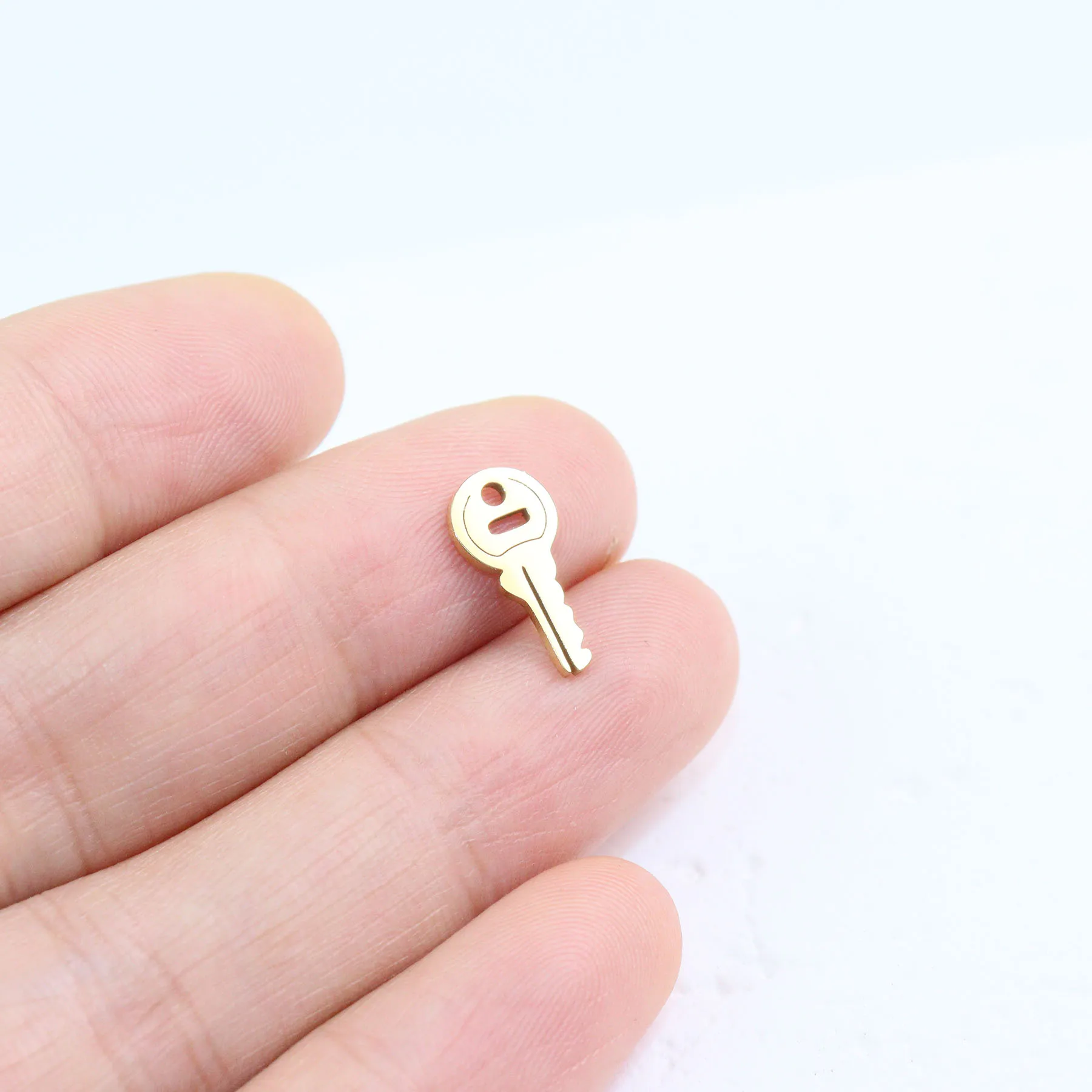 10pcs Stainless Steel Shiny Polished Key Connector Jewelry Charms Pendant DIY Handcraft  Vacuum Plate Waterproof Antiallergic