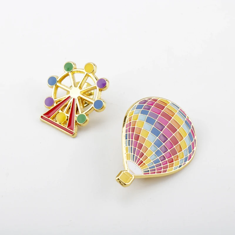 Colorful Hot Air Balloon Ferris Wheel Brooch Accessories Trendy Enamel Alloy Metal Lapel Pins Niche Design Pin Badge Corsage Acc