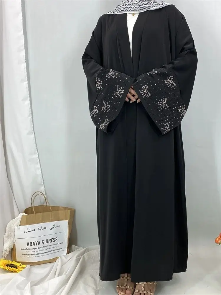 عباية مفتوحة 2025 دامن دبي كيبيا كيمونو إسلامي متواضع ملابس نسائية قفطان إسلامي رداء طويل قفطان مغربي نسائي Musulman