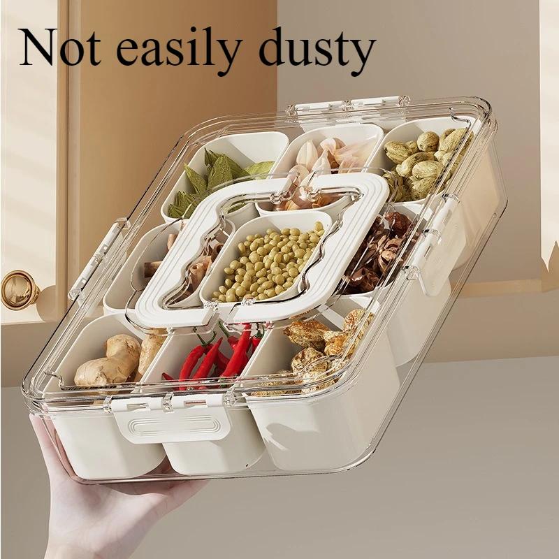 

Food grade seasoning box, nine-grid portable spice seasoning box, kitchen transparent large-capacity refrigerator storage box