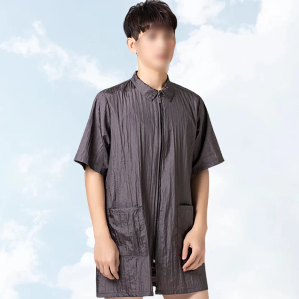 

Hair Dye Clothes Simple Short Sleeve Workwear For Man Woman Grey Waterproof Durable Comfortable Easy Clean Turn-Down