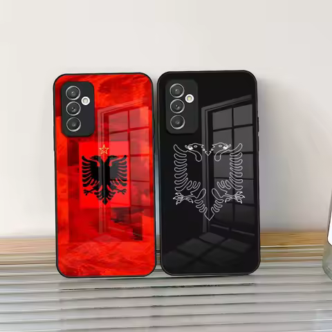 Albania Albanians Flag Phone Case Glass For Samsung Galaxy S24 S25 S21 S22 S20 S23 Ultra Fe Plus A34 A54 A24 A16 A52 M54 Cover