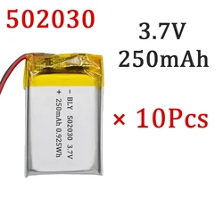 10Pcs Real Capacity 502030 3.7V 250mAh Polymer Lithium Rechargeable Battery For GPS Navigator MP5 Bluetooth Headset PS4
