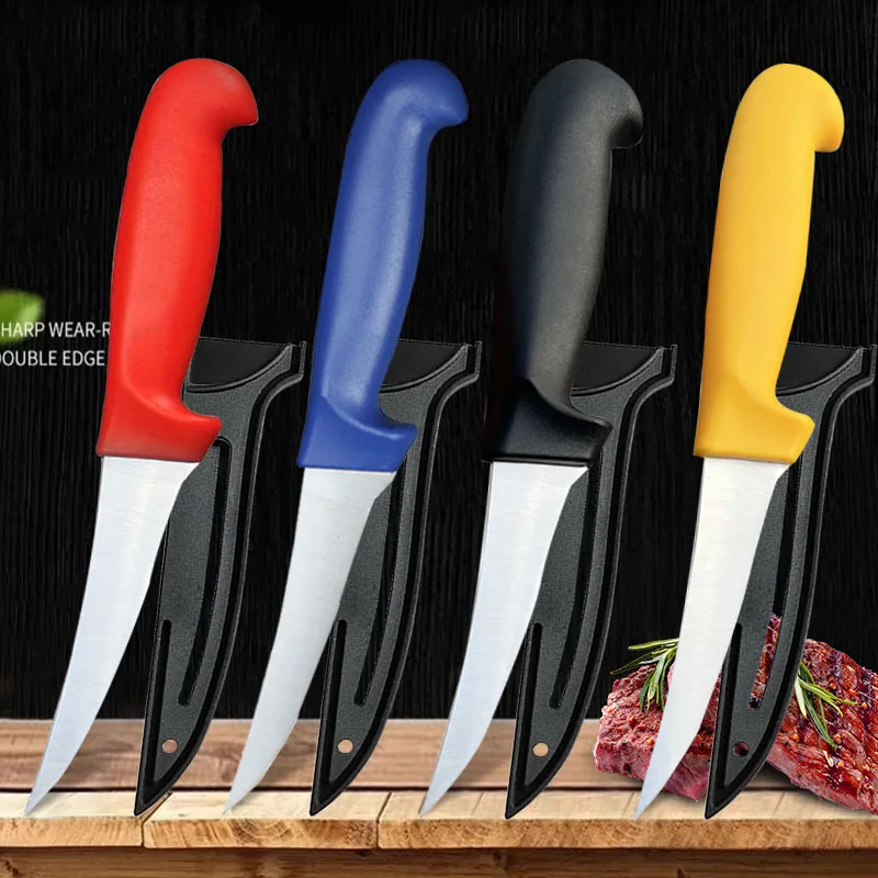 Professional Kitchen Knives Chef Knife Stainless Steel Skinning Carving Knife Meat Cleaver Fillet Boning Knife with Cover