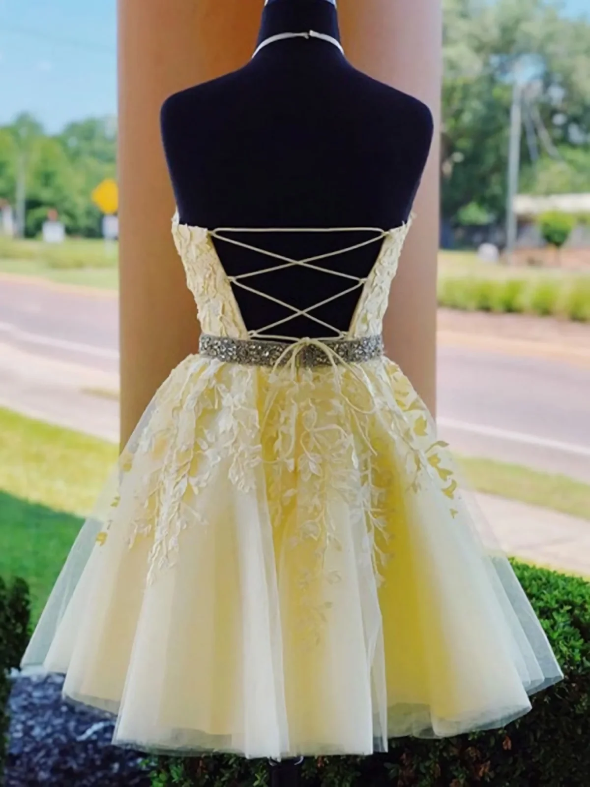 Lace Decal A-line Short Teenage Chiffon Dress Back To School Dance Dress Multiple Colors Available Tailor-made