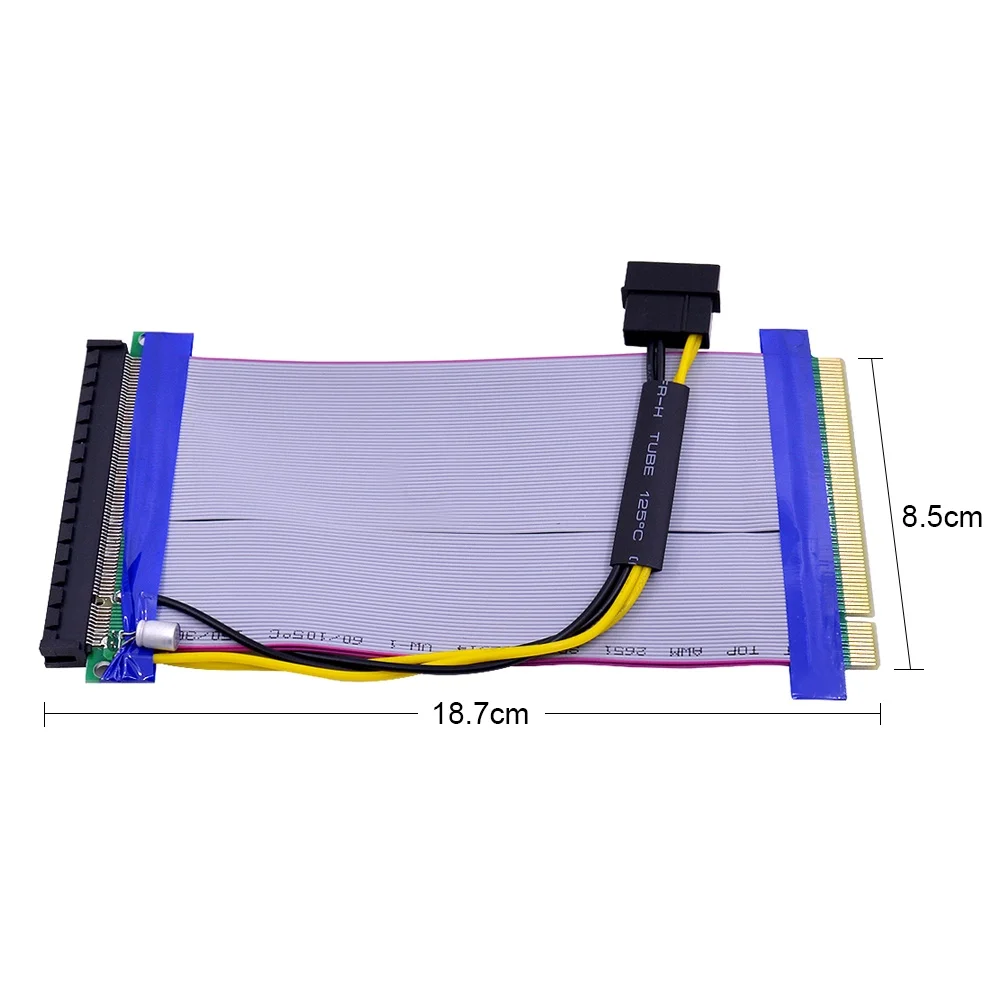 PCI-E 16X to 16X Riser Card Converter PCIe X16 Extender Flexible Ribbon Extension Cable Adapter for Video Graphics Card