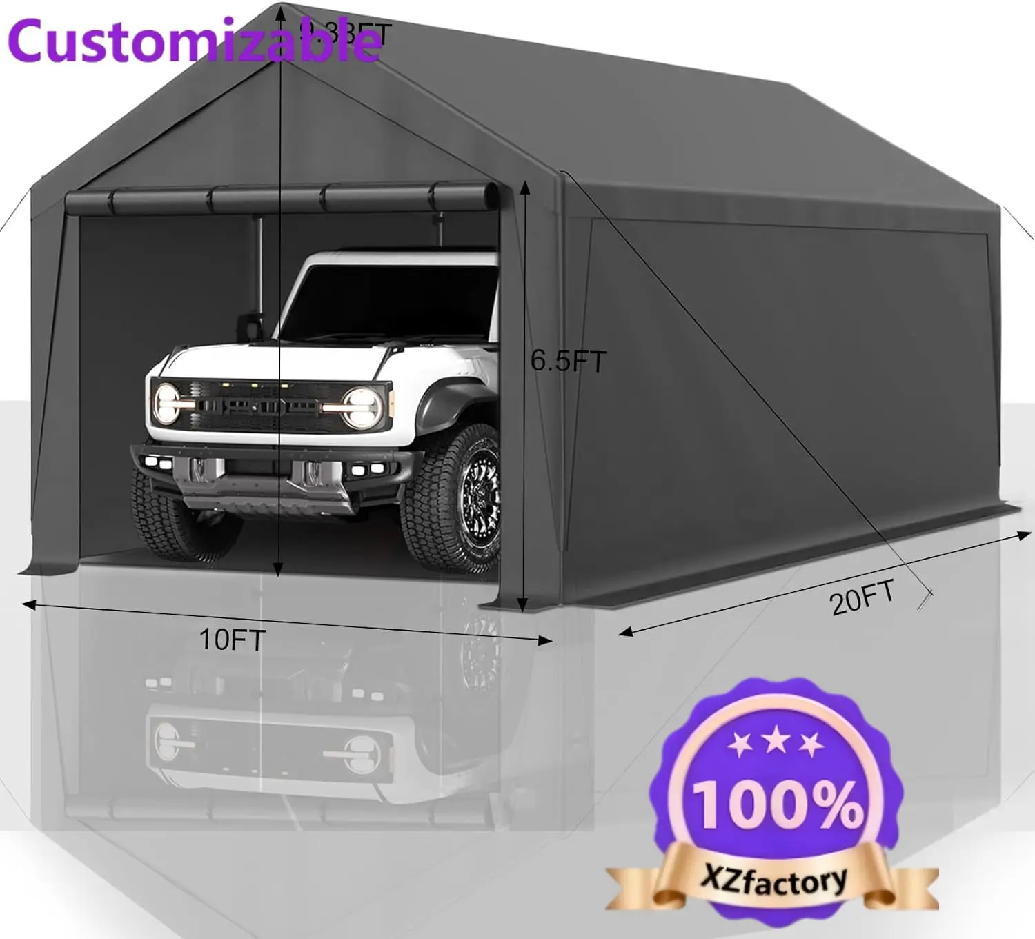 Factory Direct 2026 Top Carport da esterno 10x20ft Tenda da garage portatile di alta qualità, garage portatile con pareti latera