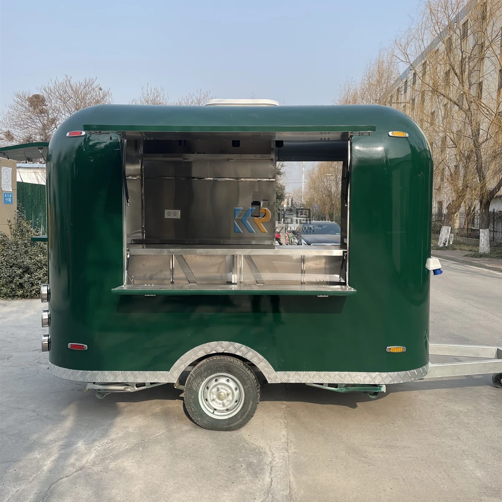 Hot Dog Pizza BBQ Ice Cream Cart Food Trailer Mobile Bar Airstream Food Truck With Full Kitchen Restaurant Equipment Freezer