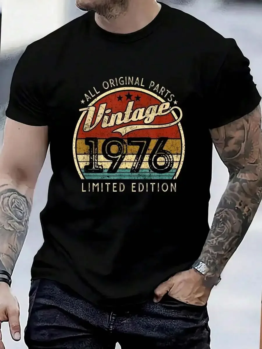 100% Cotton Vintage 1976 Limited Edition 46 Years Old 46th Birthday T-Shirt Women's Men's Graphic Tee Causal Tops Fashion Tshirt