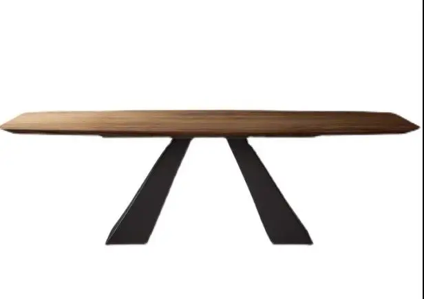 Minimalist solid wood dining Walnut color dining  Living room Long table Worktable Modern negotiation table Light lux