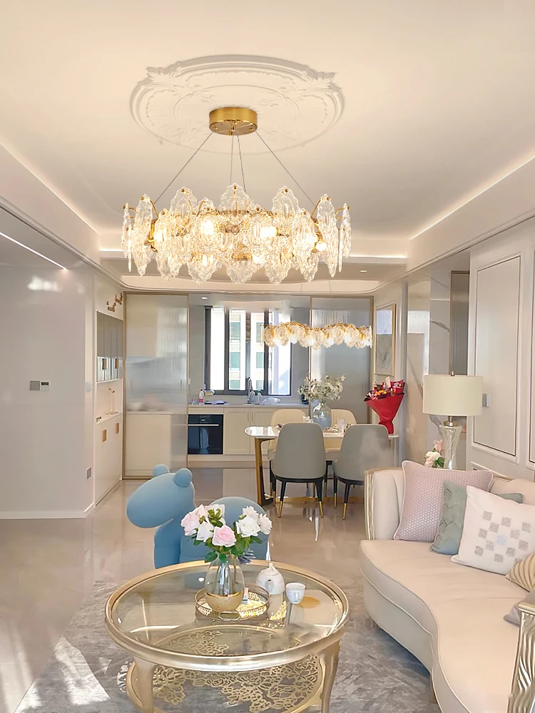 

Nordic Light Luxury Cream Style Hall Main Light Crystal Chandelier High-end Restaurant Bedroom Lighting LED E14