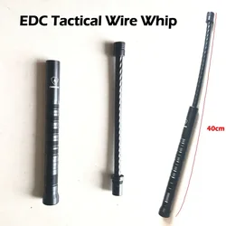 40CM Outdoor EDC Portable Tactical Wire Whip Aluminum Alloy Handle Pocket Safety Self Defense Tool