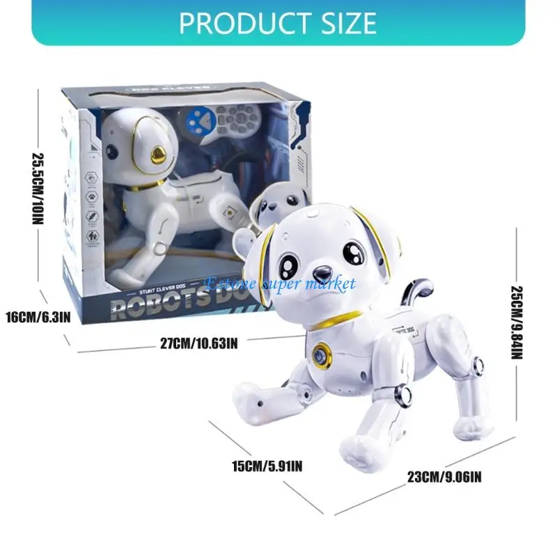 Juguete perro robótico eléctrico 090B, juguete mecánico para cachorros con Control remoto para niños, juego interacción,