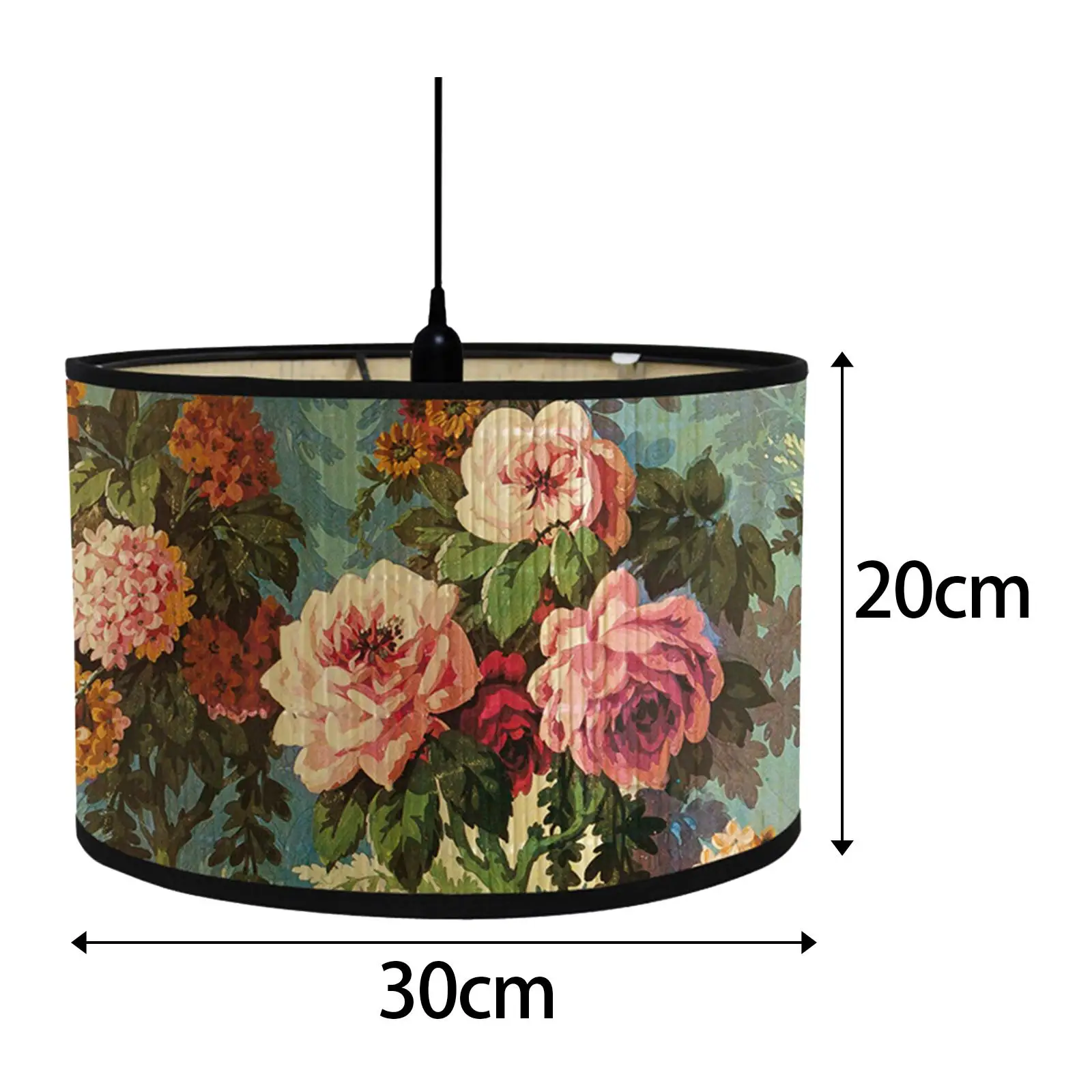 

Декоративный абажур-барабан со стилизованным принтом, средний, бамбуковый, для напольных, подвесных светильников и кафе