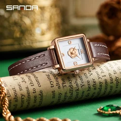 New Sanda Watch For Women Design Fashion Rose Square Dial Water Resistant Swiss Quartz Business Women Elegant Analog Wristwatch