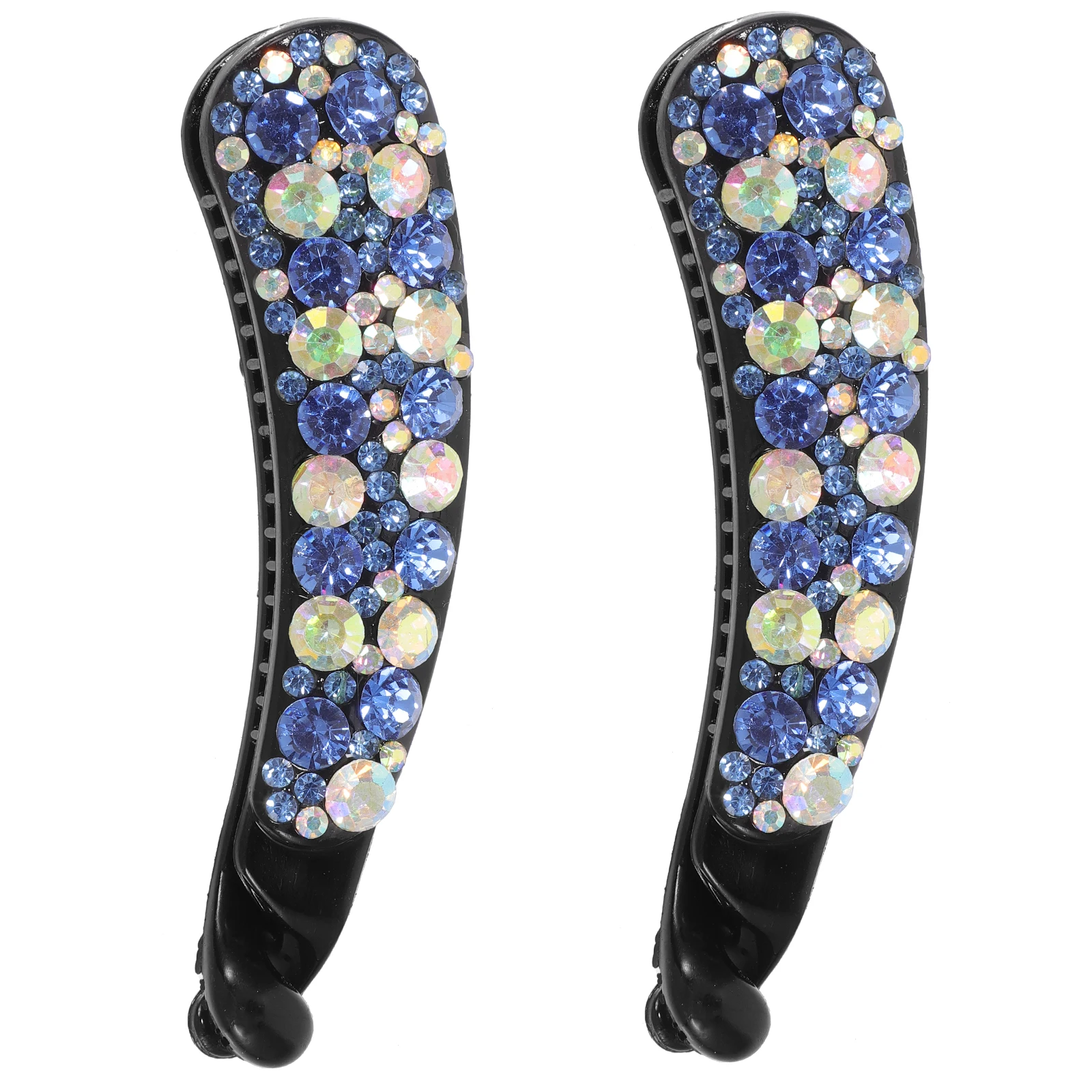 

2Pcs Crystal Banana Hair Clips Rhinestone Pickup Holders Durable Vintage Accessories For Thick Hair Styling Decorations