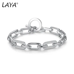 LAYA 925 Sterling Zilver Cubaanse Ketting Link Armband Voor Mannen Uniek Ontwerp Shining Zirkoon Originele Moderne Sieraden 2022 Trend