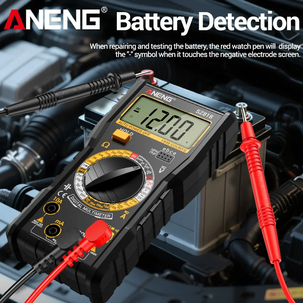 

ANENG SZ818 Intelligent Digital Multimeter Tester Automotive AC/DC Voltage Resistance Current Capacitor Electric Triode Detector