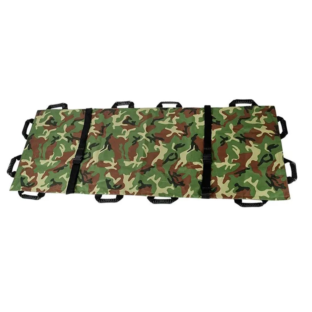 Emergency Stretcher Canvas Foldable Medical Transport Carrier Reinforced Hand Grips Aluminum Frame for Home and Ambulance Rescue