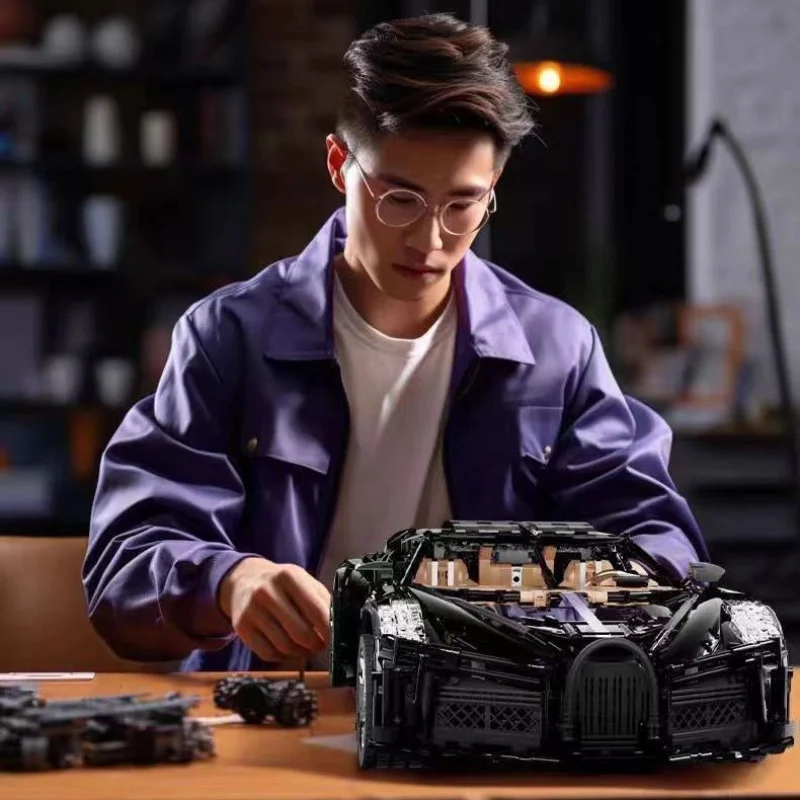 13163s molde rei bloco de construção carro técnico controle remoto la voiture noire esporte carro corrida modelo brinquedos crianças presente natal