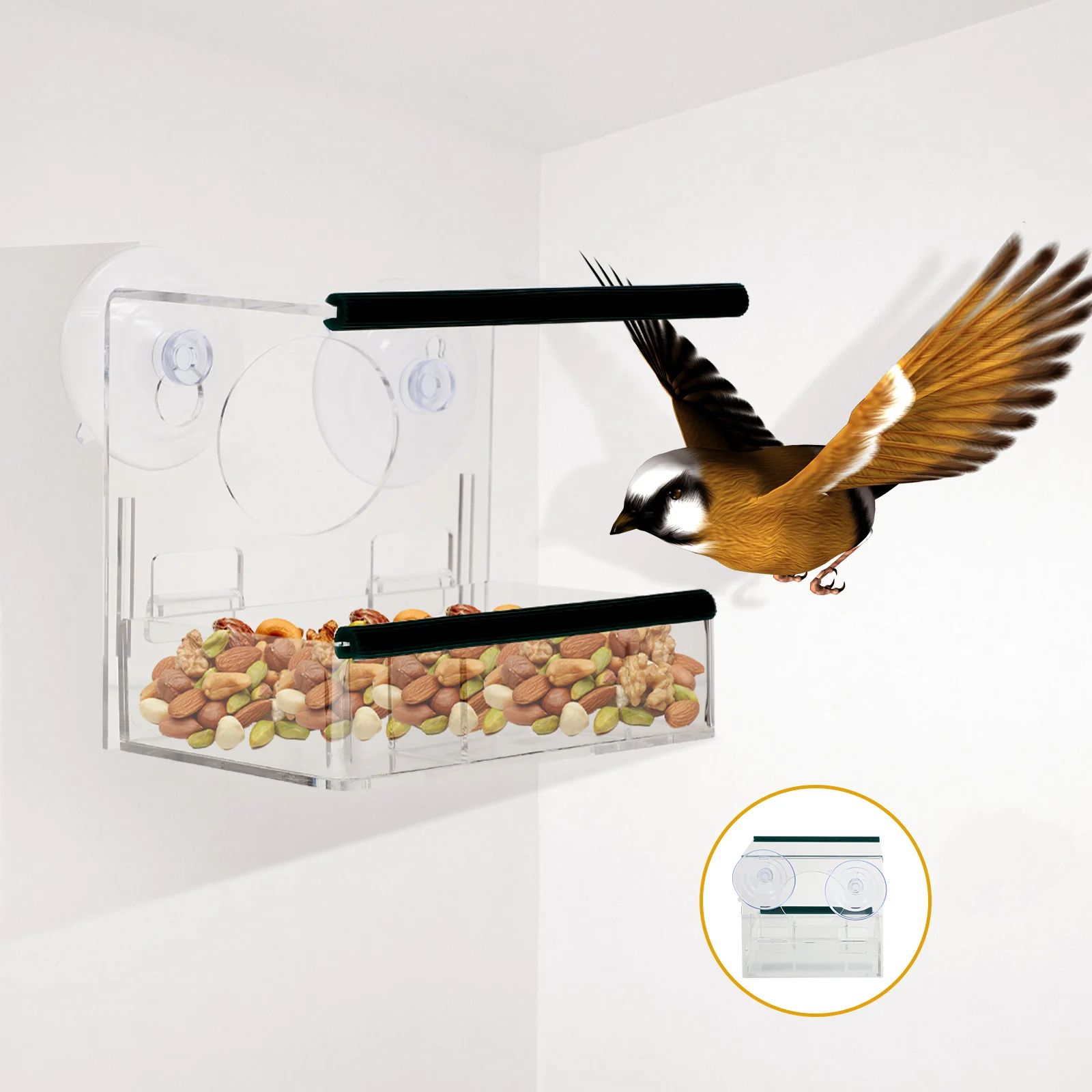

1Pcs Suction Bird Feeder Acrylic Material High Light Transmittance Safe Durable Feeding Tool Bird Feeder Adsorption Feeding Tool