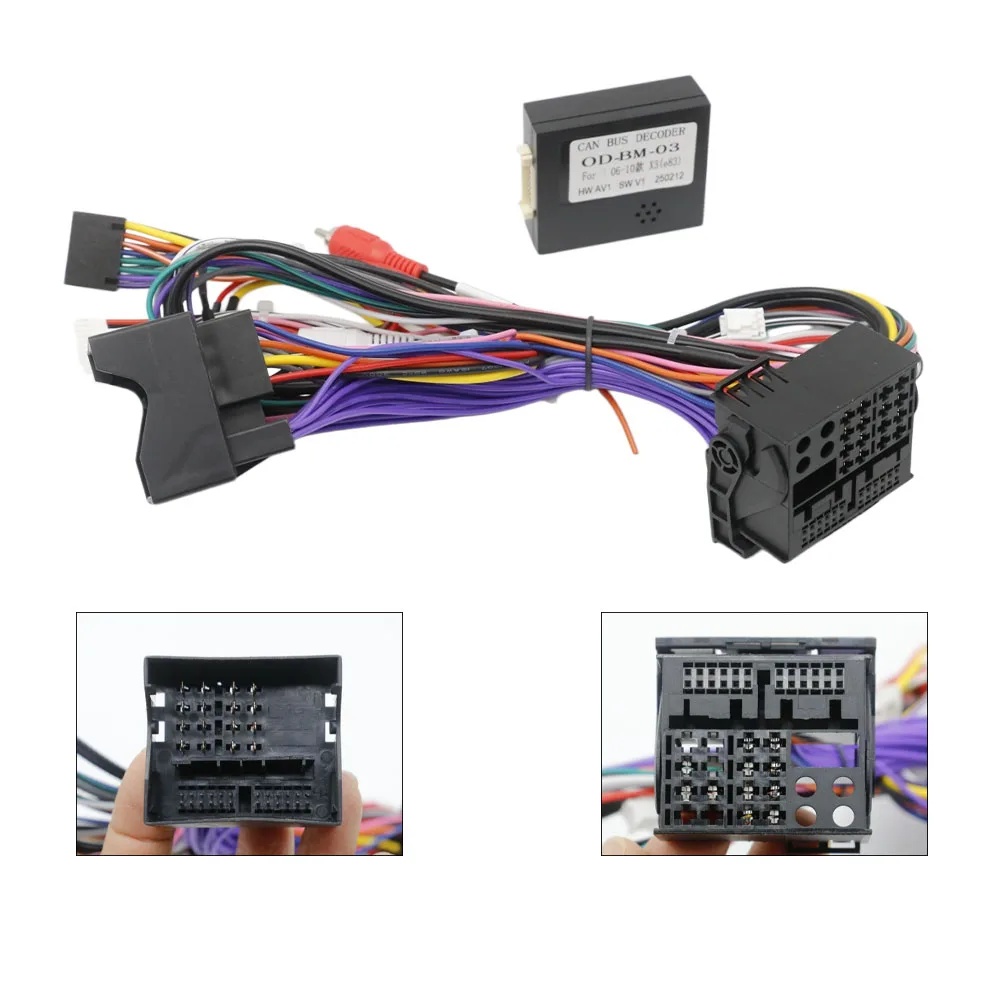 For BMW X3 2006-2010 16Pin CANBUS Decoder Wiring Harness Aftermarket Android Radio Plug Cable Keep CD