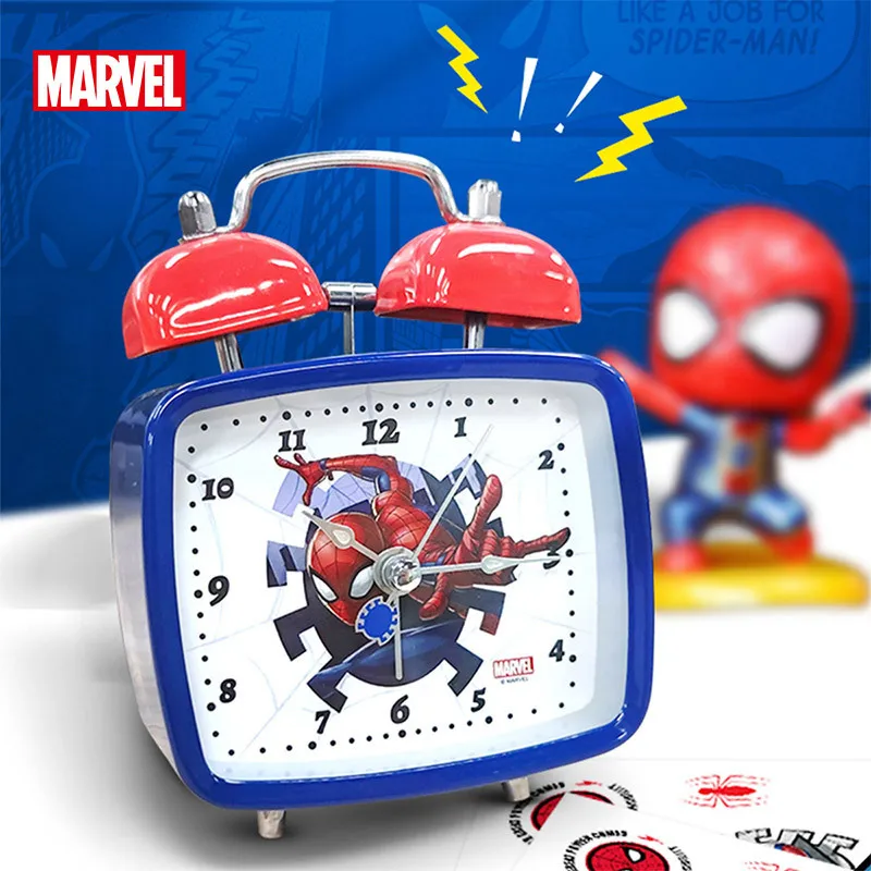 Wunder für Kinder Wecker Spider Man Disney Mickey Mouse Meerjungfrau gefroren Cartoon Student Boy Girl Kinder Quarz Doppel glocke