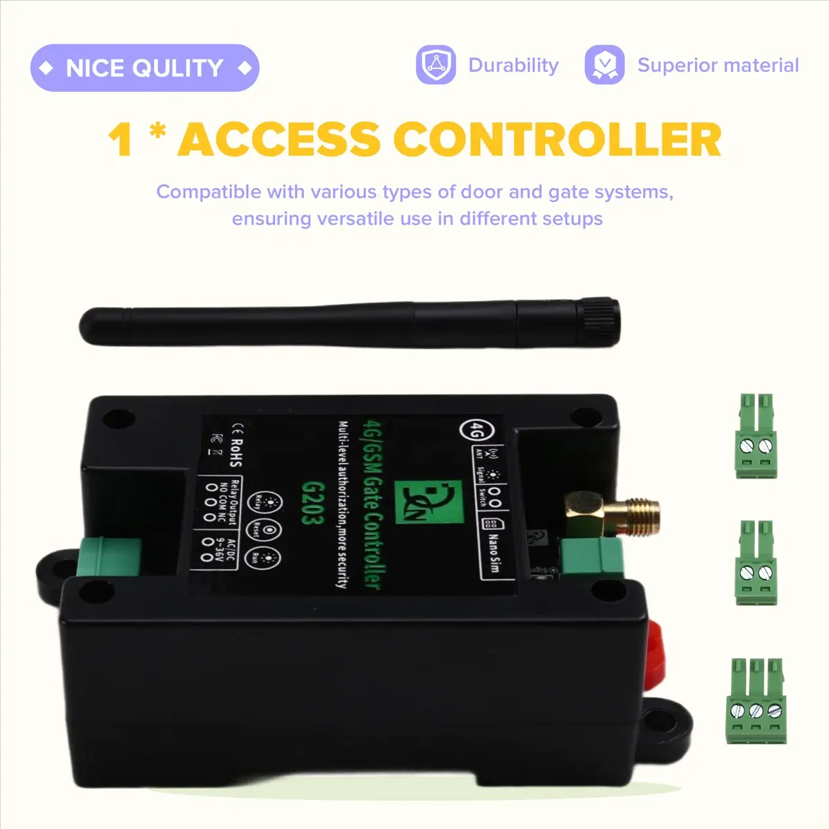 

(A32M) GSM Remote Control Relay Switch G203 4G Mobile Phone Operated Door & Gate Controller