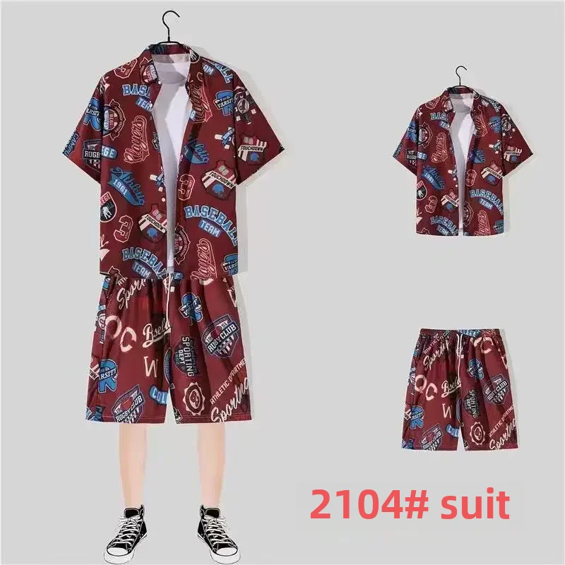 

Summer Short Sleeve Flower Shirt Men's Beach Sets Hawaiian Island Style Retro Handsome Seaside Casual Thin Shirt Hawaiian Shirts