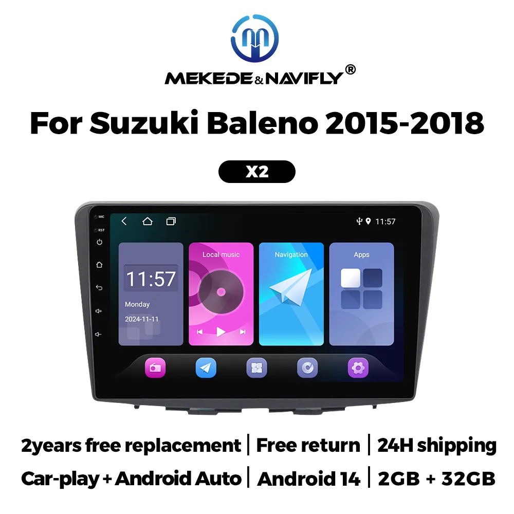 Navifly Android 14 For Suzuki Fronx Baleno Multimedia Player 2 Din Navigation Carplay Autoradio Stereo Audio Car Sound Player