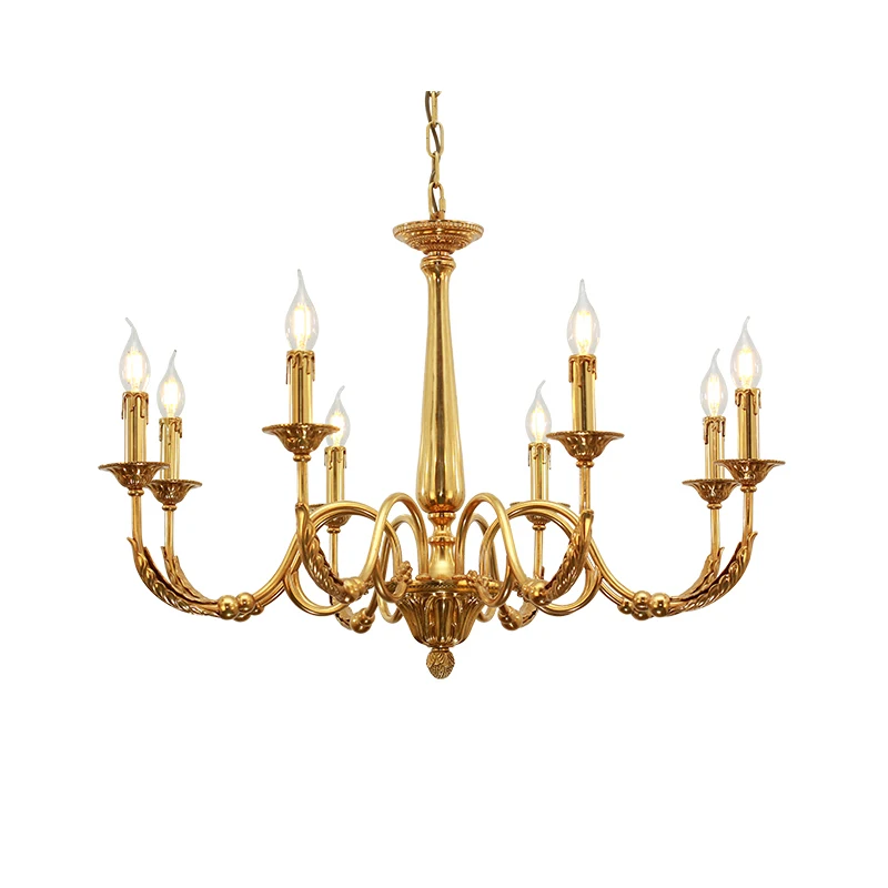 

Simple Gold Light Solid Brass Copper Pendant Lamp Antique Bedroom Chandelier Bronze Chandeliers Luxury Light