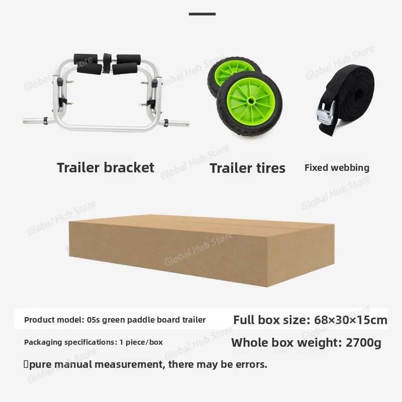 Green Paddle Board Small Trailer Kayak Canoe Folding Cart Outdoor