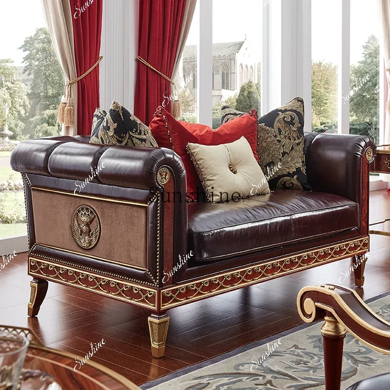 British furniture retro sofa European villa double triple inlaid copper luxury   TF