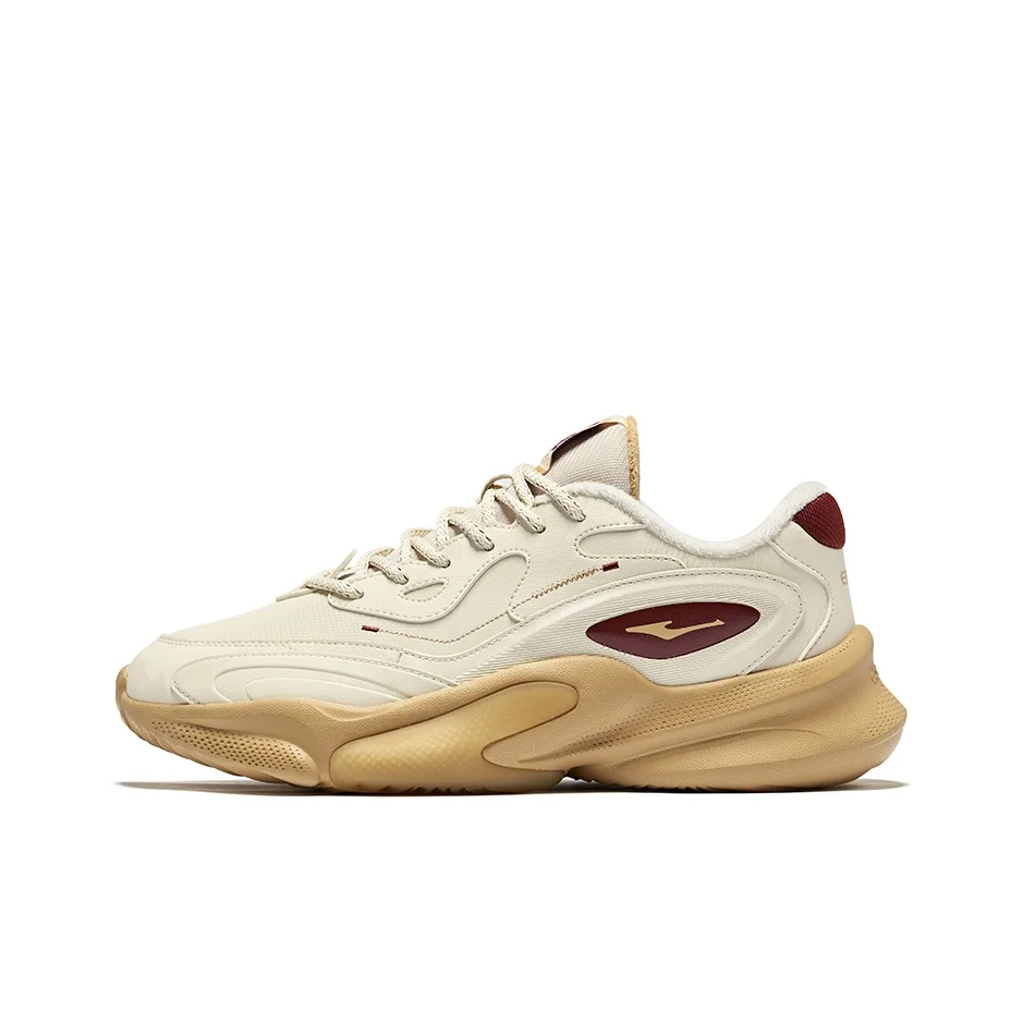 Erke Xiao Guang Cushioning Abrasion Resistant Thermal Low top Casual Shoes Men's Warm Linen Bordeaux Red 51124421259-402