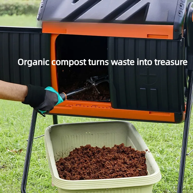 Large Capacity Tipping Compost Bucket Barrel Outdoor Garden & Kitchen Waste Aerobic Fermentation Bin Anti-Corrosion Composter