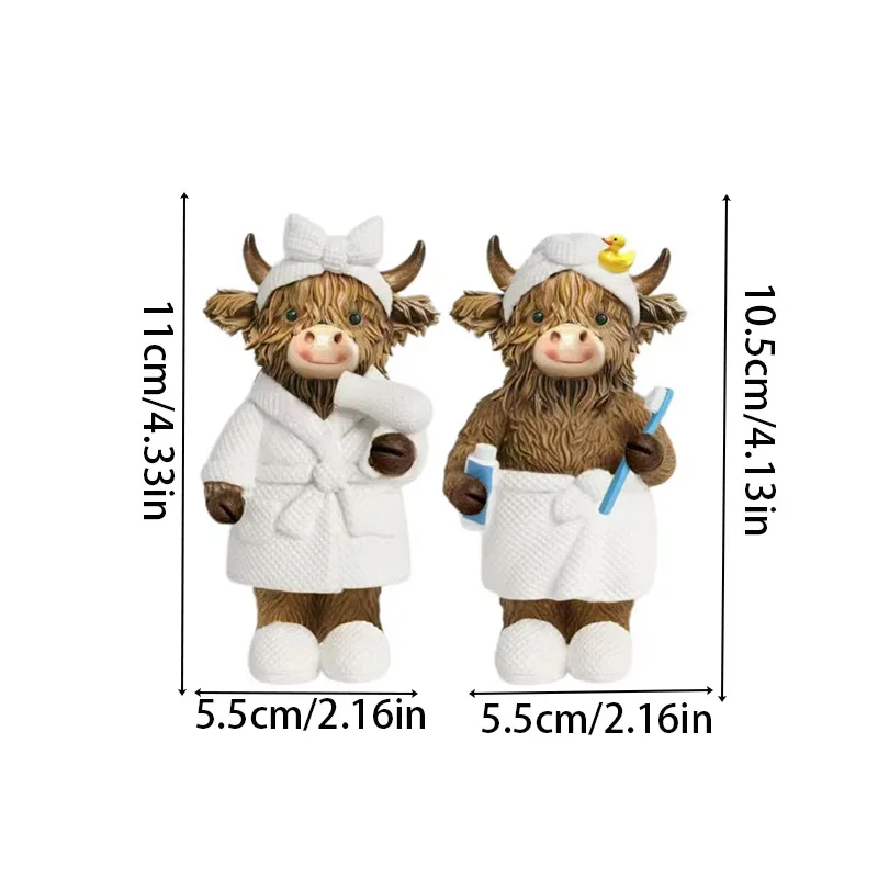 Bathrobe Highland Cow Bathroom Figurine Bathroom Cows Bath Decor Scottish Lovers Gifts Home Garden Kitchen Office Decoration