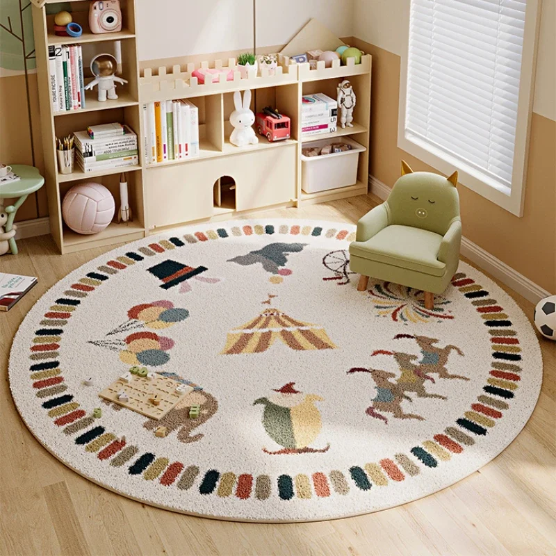 Children Room Thickened Carpet Reading Area Baby Children Crawling Carpets Living Room Bedroom Study Winter Round Plush Rug