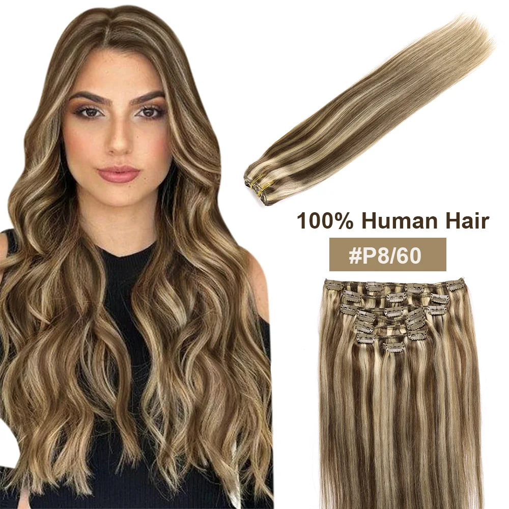 

Highlight Clip In Human Hair Extension Brazilian Remy Natural Hair Extensions Clip Ins For Full Head For Asian European Women