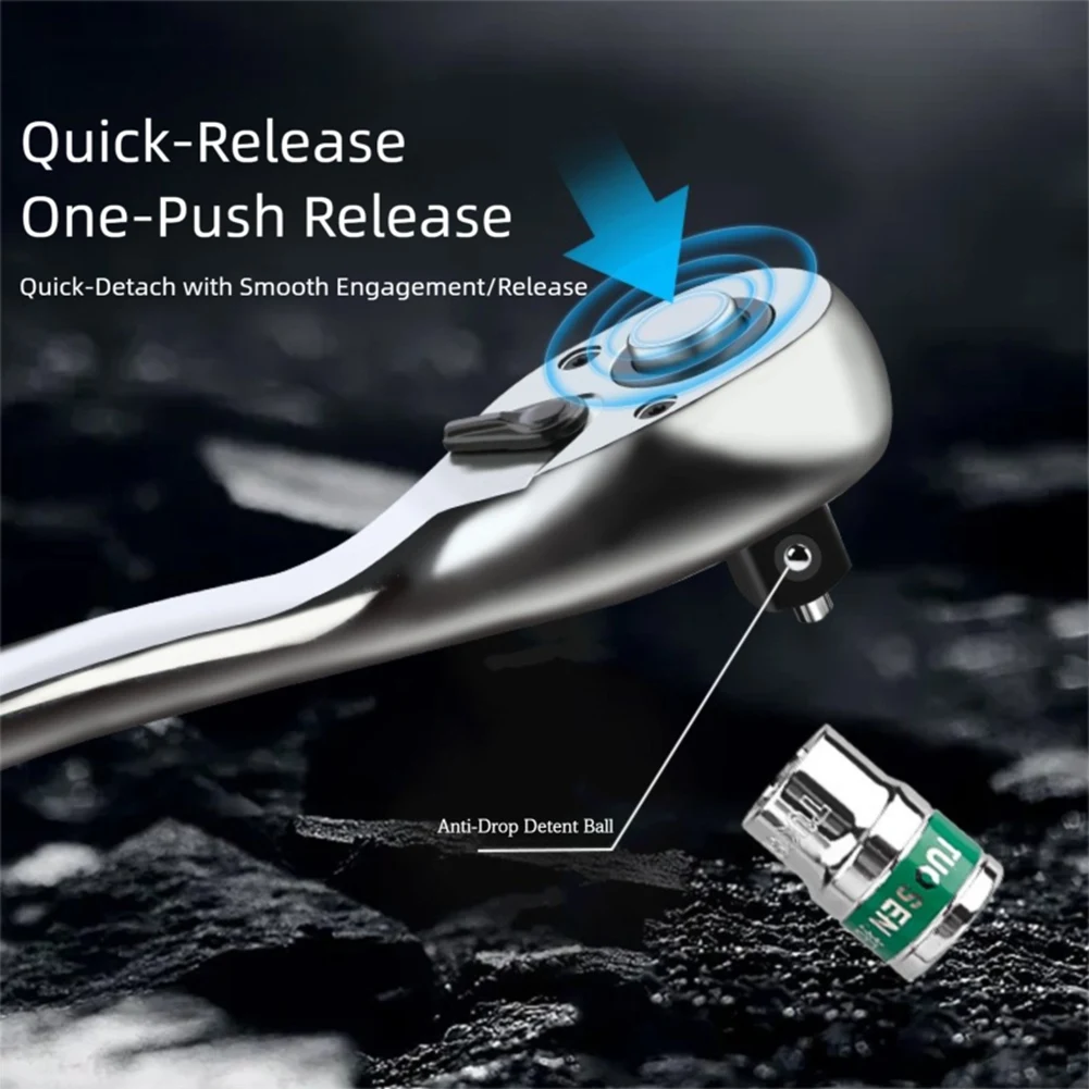 Pengiriman 24 Jam TUOSEN Alat Tangan Multifungsi Kunci Pas Ratchet Rilis Cepat 72 Gigi untuk Perbaikan & Perawatan Otomatis