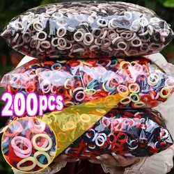 100/200pcs Women's Colorful Nylon Elastic Hair Bands Girls Ponytail Hold Small Hair Tie Rubber Bands Scrunchie Hair Accessories