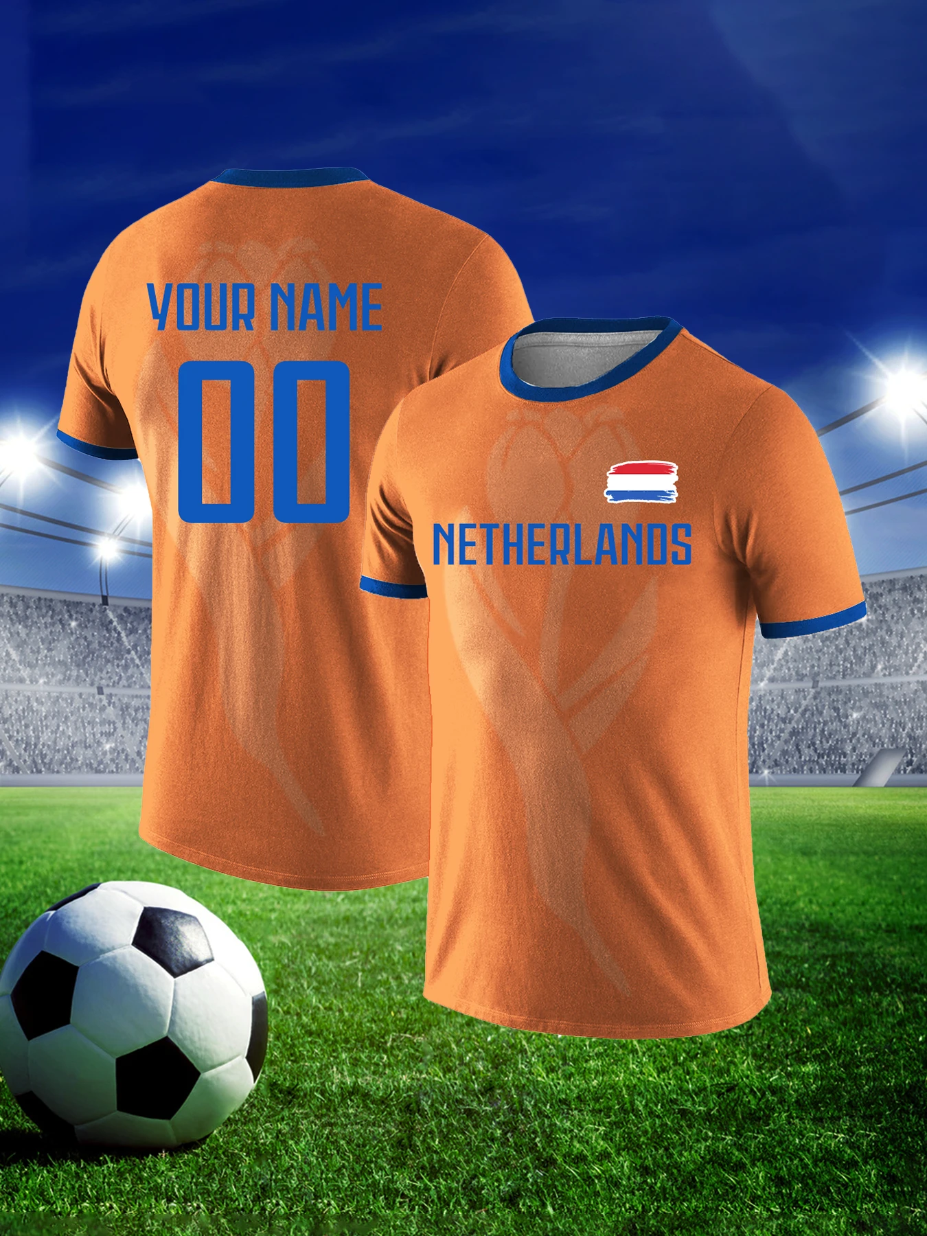Custom Netherlands National Team Soccer T-shirt for Men Personalized Name Number Football Shirt, Breathable Quick Dry Sportswear