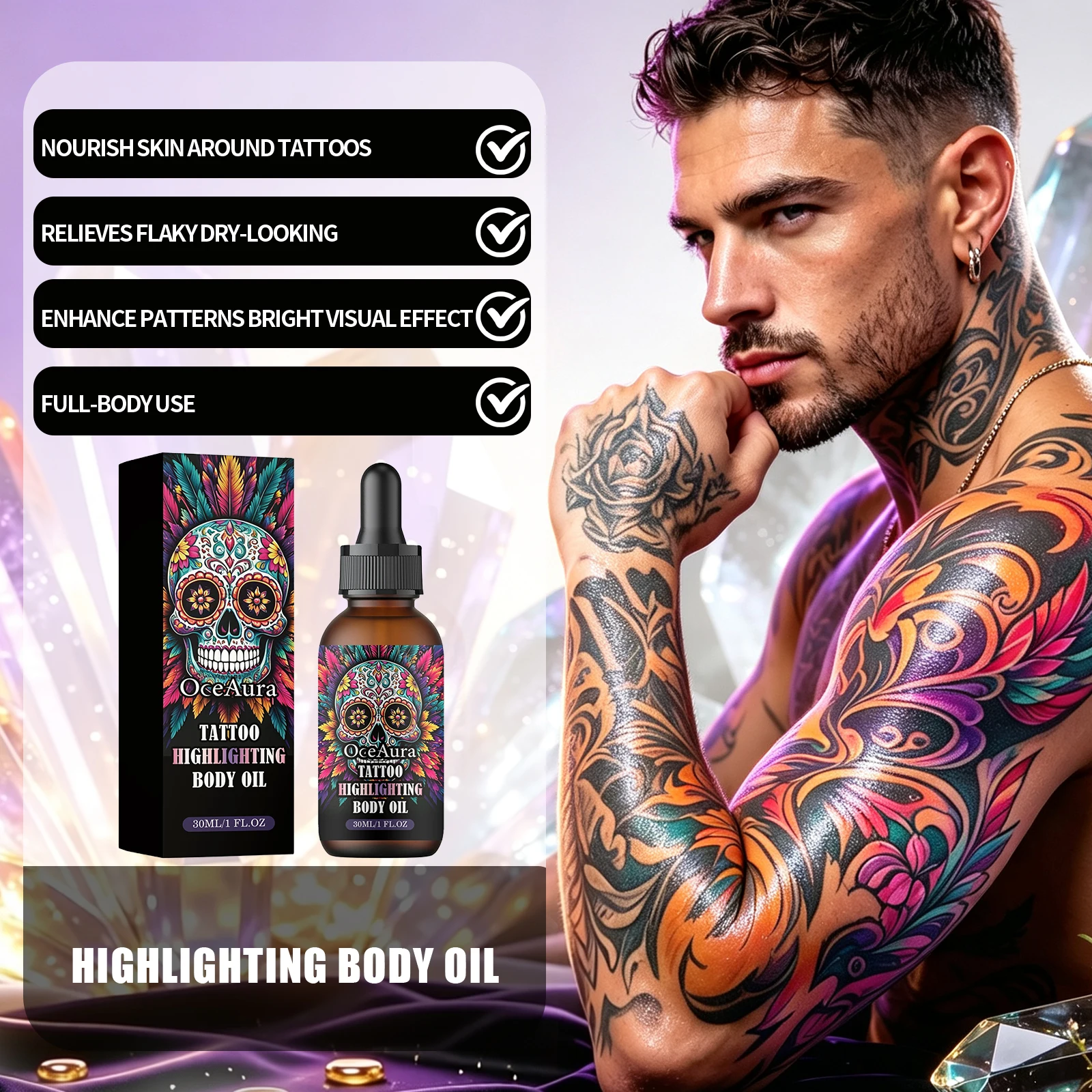 Tattoo Highlighting Care Body Oil Enhance Pattern Shine No Irritating For Daily Tattoo Maintenance Moisturizing Nourish Skin Oil