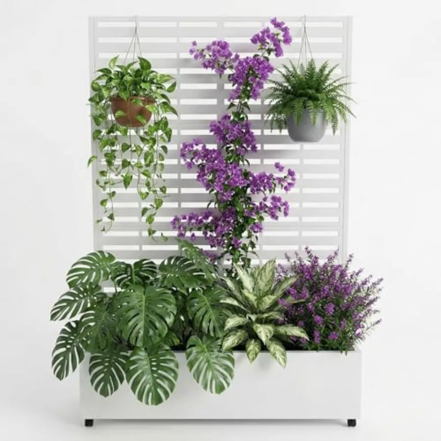 Metal Raised Garden Bed with Trellis, 70.1
